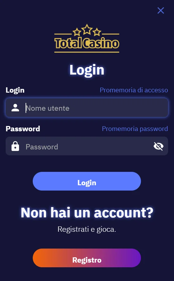 Schermata di login