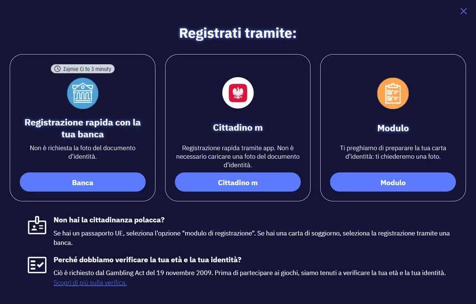 Schermata di registrazione